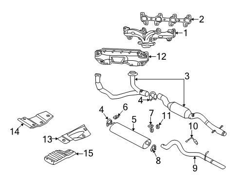 2003 Dodge Durango Exhaust Components Catalytic Converter & Pipe Diagram for 52113970AD