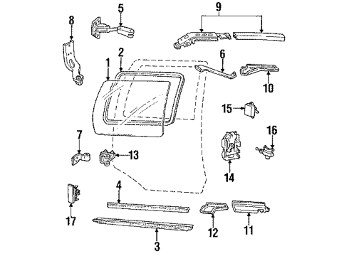 1992 Chevrolet Lumina APV Side Loading Door - Glass & Hardware Handle Asm-Rear Side Door Outside *Black Diagram for 10125457