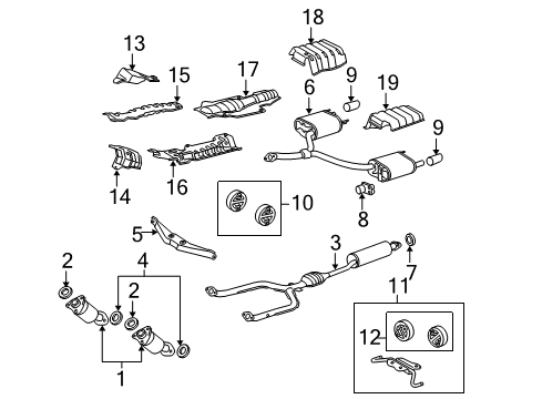 2007 Lexus GS430 Exhaust Components Insulator, Main Muffler Heat, LH Diagram for 58328-30033