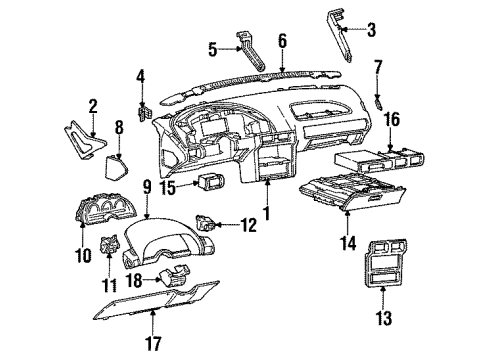 1996 Chevrolet Corsica Instrument Panel Switch Asm-Windshield Wiper & Windshield Washer Diagram for 22574665