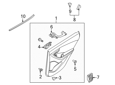 2012 Hyundai Elantra Rear Door Cover Assembly-Rear Door Delta Inner, LH Diagram for 83910-3X000