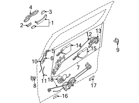 2007 Nissan Quest Sliding Door Outside Handle Assembly, Right Diagram for 82606-ZM90A