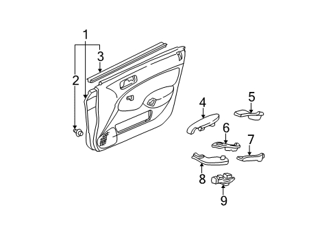 2001 Honda Civic Front Door Cover, R. FR. Door Grip *NH167L* (GRAPHITE BLACK) Diagram for 83542-S5A-003ZA