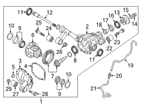 2018 Nissan Titan XD Carrier & Front Axles Differential Assy-Front Diagram for 38420-EZ40C