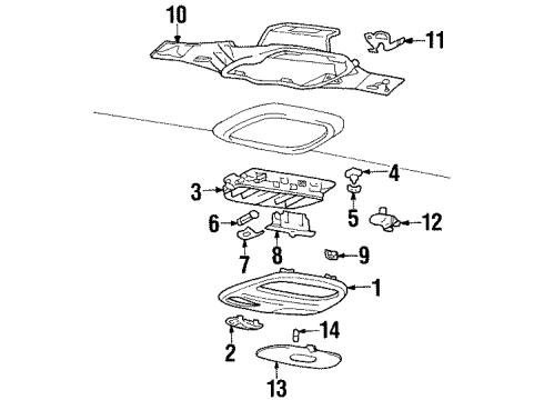 2001 Oldsmobile Aurora Overhead Console Pushbutton, Roof Console Reading Lamp Switch *Neutral Diagram for 12482916