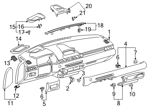 2021 Toyota GR Supra Instrument Panel Instrument Panel Bracket Diagram for 90118-WA358