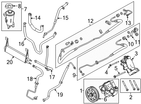 2016 Ford F-250 Super Duty P/S Pump & Hoses, Steering Gear & Linkage Pressure Hose Connector Diagram for 7C3Z-3R608-E