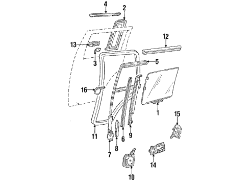 1993 Oldsmobile Bravada Rear Door - Glass & Hardware Hinge Kit-Rear Side Door Upper Body Side (LH) Diagram for 12541911