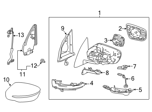 2019 Nissan Rogue Sport Mirrors Bracket-Side View Camera, RH Diagram for 963C6-5TA0A