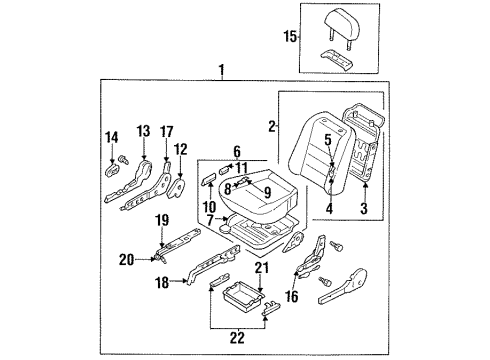 1996 Nissan Altima Front Seat Components, Tracks & Components Device-RECLINING, R Seat Inside Diagram for 87402-2B103