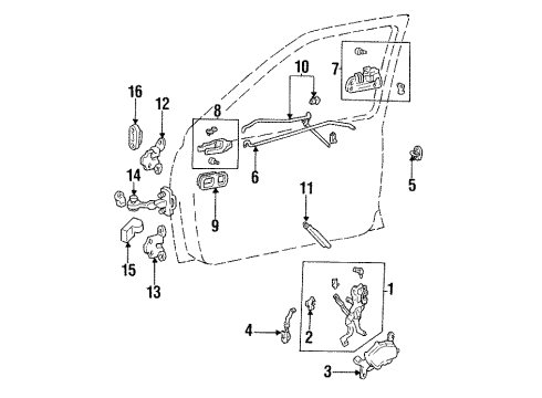 1995 Toyota T100 Front Door Link, Front Door Lock Remote Control, LH Diagram for 69712-34010