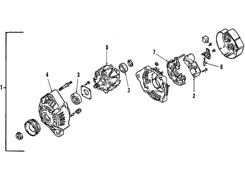 1992 Geo Storm Alternator Bearing-Ball Diagram for 94123050