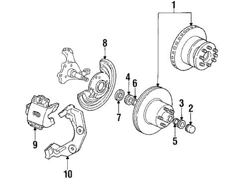 1992 Dodge W150 Front Brakes Hub And Rotor Diagram for 4397451