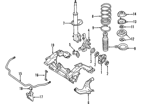 1997 Infiniti QX4 Front Suspension Components, Lower Control Arm, Stabilizer Bar Bracket Assy-Front Stabilizer Diagram for 54635-0W000