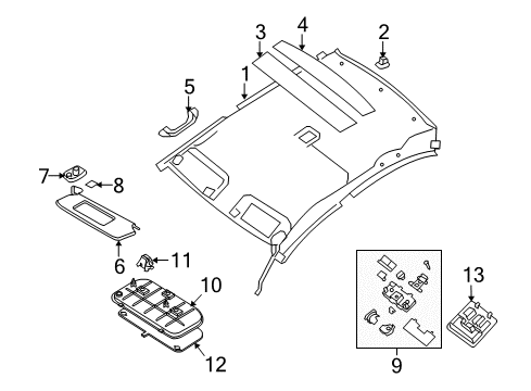 2010 Nissan Sentra Interior Trim - Roof Lamp Assembly Map Diagram for 26430-ZT52B