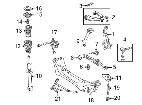 2005 Lexus IS300 Front Suspension Components, Lower Control Arm, Upper Control Arm, Ride Control, Stabilizer Bar ABSORBER Assembly, Shock Diagram for 48510-59495