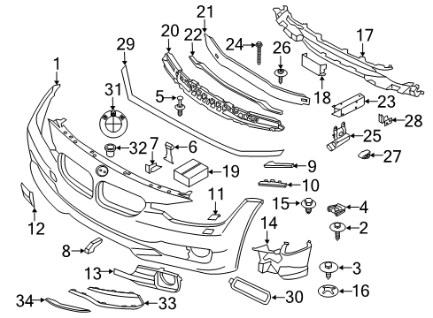 2017 BMW 330i xDrive Front Bumper Side Marker Light, Left Diagram for 63147295541