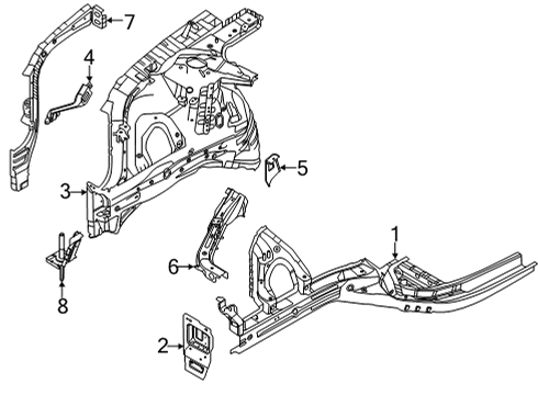 2022 Hyundai Sonata Structural Components & Rails Member Assembly-Front Side, RH Diagram for 64602-L0000