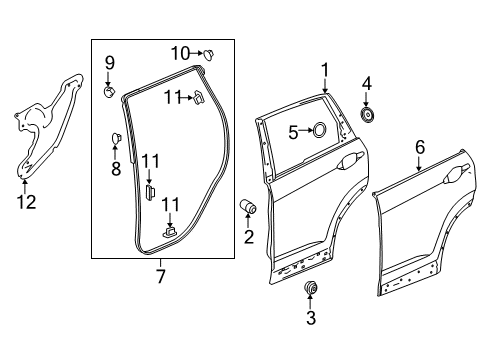 2020 Honda CR-V Rear Door Weatherstrip, R. RR. Door Diagram for 72810-TLA-A01