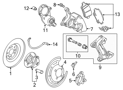 2018 Chevrolet Volt Brake Components Hub & Bearing Diagram for 13517460