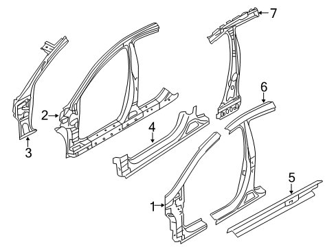 2012 Hyundai Sonata Center Pillar, Hinge Pillar, Rocker Panel Assembly-Side SILL Inner LH Diagram for 65170-3Q000