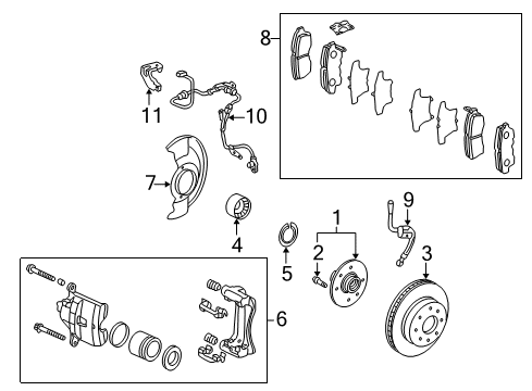 2002 Honda Accord Front Brakes Caliper Set, FR. Diagram for 01463-SM4-A01