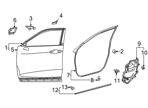 2022 Toyota Highlander Door & Components Outer Panel Diagram for 67111-0E081