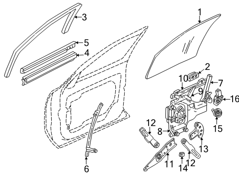 2003 Buick Park Avenue Front Door - Glass & Hardware Lock Controller Diagram for 21999381