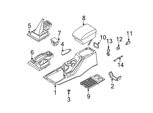 2003 Nissan Pathfinder Center Console Cup Holder Assembly Rear Diagram for 96965-4W302