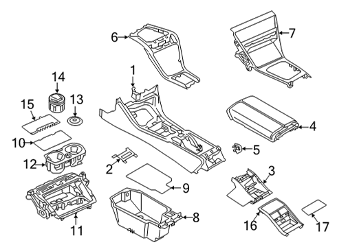 2022 BMW M8 Gran Coupe Center Console CONNECTOR BOARD CENTER ARMRE Diagram for 51169361928