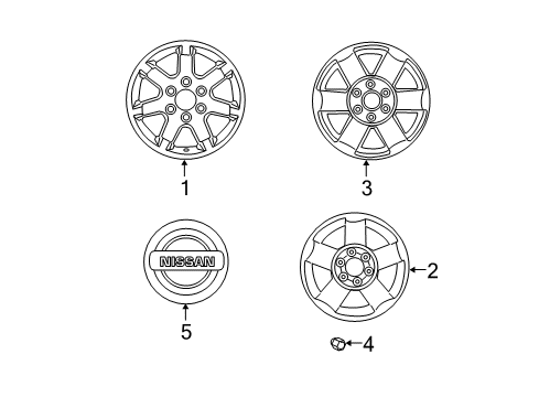 2009 Nissan Armada Wheels, Covers & Trim Aluminum Wheel Diagram for 40300-ZQ31B