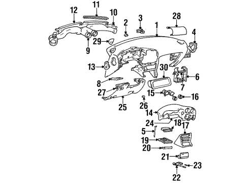 1997 Hyundai Tiburon Instrument Panel Tray-Lower Crash Pad Center Facia Diagram for 84776-27000