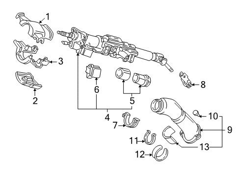 2003 Acura NSX Steering Column Components Switch Assembly, Combination & Column Unit (Black) Diagram for 35250-SL0-A11ZA