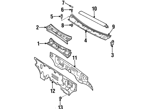 1999 Isuzu Rodeo Cowl Panel, Sub-Dash (Lower) Diagram for 8-97138-641-0