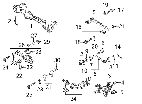 2014 Hyundai Sonata Rear Suspension, Lower Control Arm, Upper Control Arm, Stabilizer Bar, Suspension Components Bush-Rubber Diagram for 552563R000