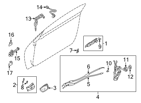 2001 Mitsubishi Eclipse Front Door Window Regulator Front Right Diagram for MR432202