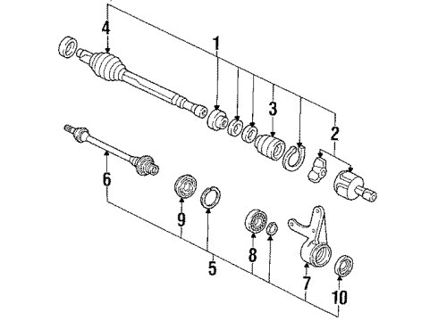 1988 Acura Integra Axle Components - Front Shaft Assembly, Half (At) Diagram for 44500-SD2-971