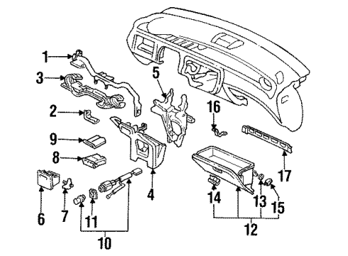 1993 Honda Civic Lower Instrument Panel Pocket, Cassette *NH167L* (GRAPHITE BLACK) Diagram for 77295-SR3-C01ZB