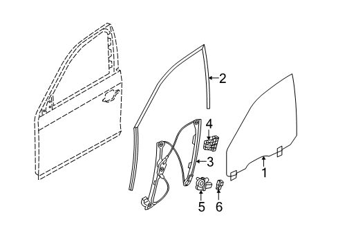 2006 BMW 550i Front Door Side Window, Green, Door, Front Left Diagram for 51337067125