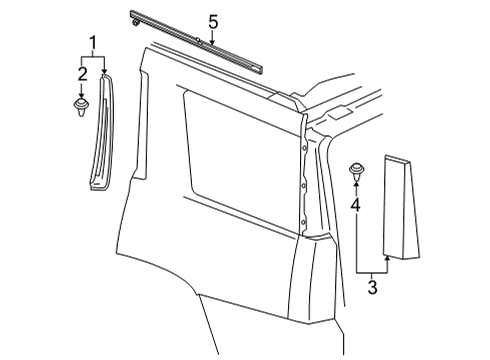 2021 Chevrolet Suburban Exterior Trim - Quarter Panel Upper Molding Diagram for 84864990