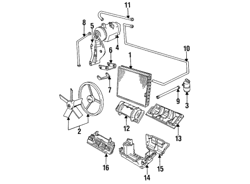 1989 BMW 535i Condenser, Compressor & Lines, Evaporator & Heater Components Drying Container Diagram for 64531466052