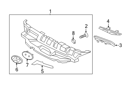 2014 Hyundai Accent Grille & Components Radiator Grille Assembly Diagram for 86350-1R100
