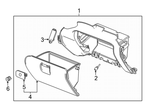 2022 GMC Yukon XL Glove Box Glove Box Assembly Diagram for 84788135