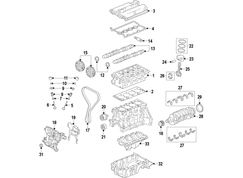 2018 Chevrolet Sonic Engine Parts, Mounts, Cylinder Head & Valves, Camshaft & Timing, Variable Valve Timing, Oil Cooler, Oil Pan, Oil Pump, Crankshaft & Bearings, Pistons, Rings & Bearings Bearing Set Diagram for 55568638