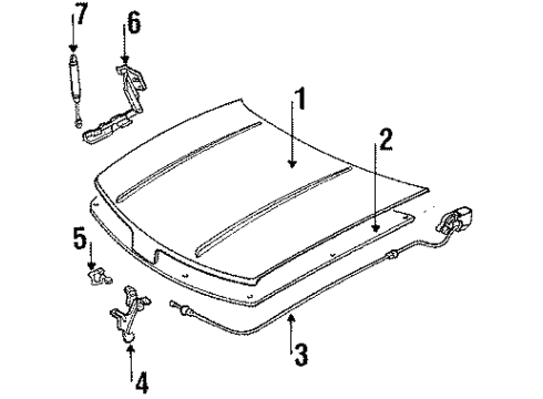 1988 Oldsmobile Cutlass Supreme Hood & Components Support Asm-Hood Strut (Gasoline Type) Diagram for 10157888