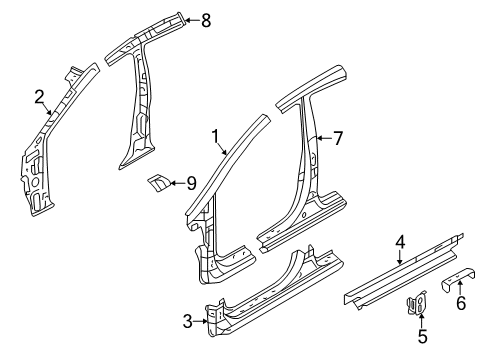 2017 Hyundai Elantra GT Center Pillar, Hinge Pillar, Rocker Panel Reinforcement-SILL Side IN., LH Diagram for 65174-3X000
