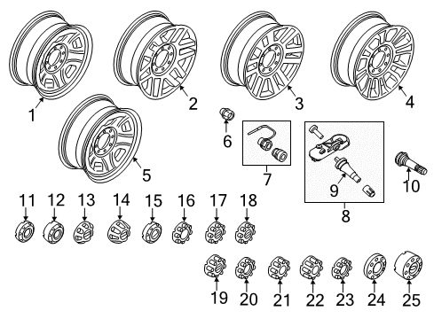 2022 Ford F-350 Super Duty Wheels Wheel, Alloy Diagram for LC3Z-1007-A