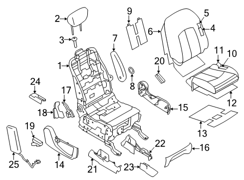 2012 Nissan Quest Passenger Seat Components Frame & Adjuster Assy-Front Seat, RH Diagram for 87101-1JA1C