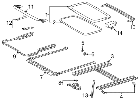 2001 Toyota Corolla Sunroof Sunroof Glass Weatherstrip Diagram for 63251-02020