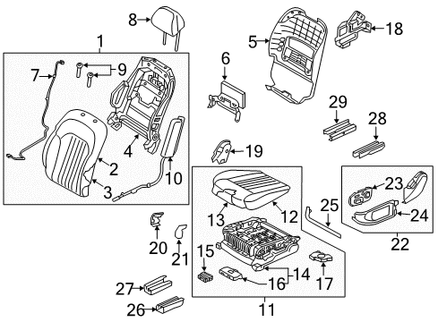 2019 Genesis G90 Driver Seat Components Guide Assembly-Headrest Without Lever Diagram for 88371-D2000-NNB